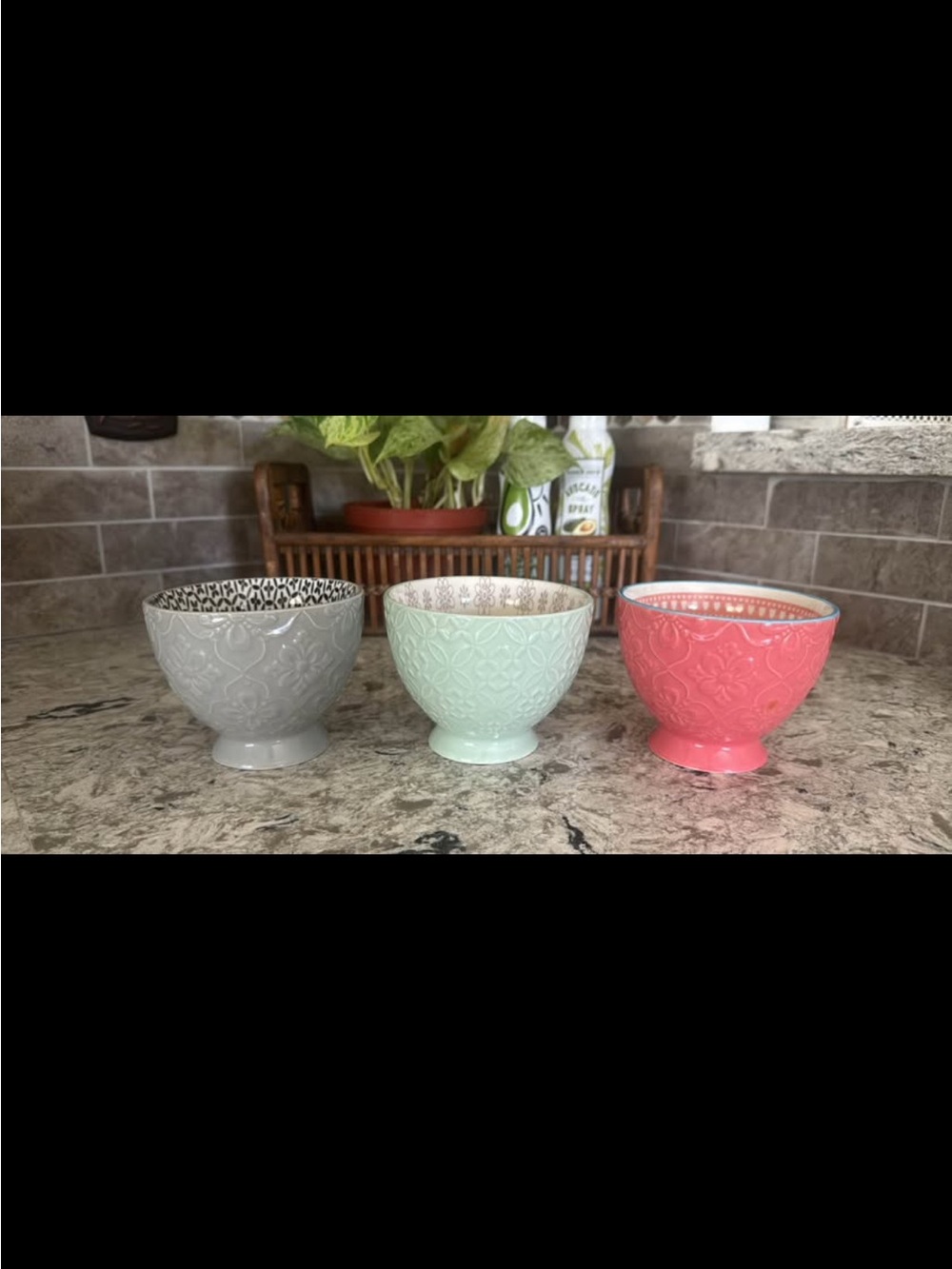 Set of 3 Patterned Drinkware Cups Pink & Green
